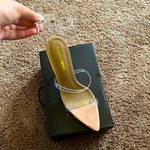 Fashion Nova Clear/Nude Heels, Size 9